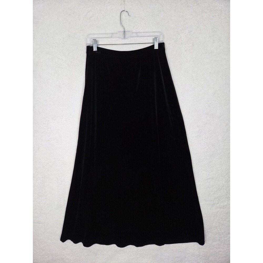 Womens Whimpsigoth Velvet Maxi Skirt M Black Pull On Elastic Waist Career Preppy